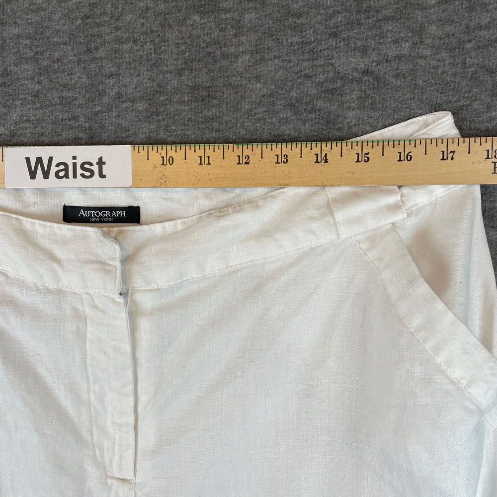 Autograph New York White 100% Linen Maxi Skirt Lined Size 14 Pockets Minimalist - Picture 5 of 6
